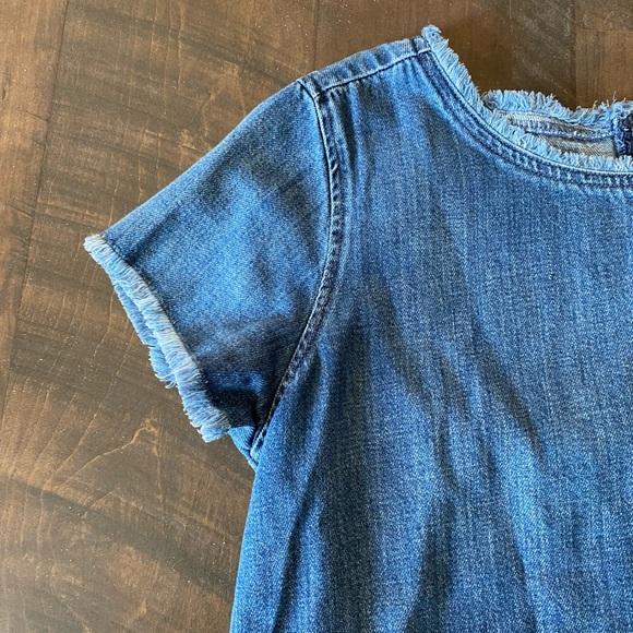 Cloth & Stone blue Denim frayed shot sleeve sz L - Picture 6 of 8